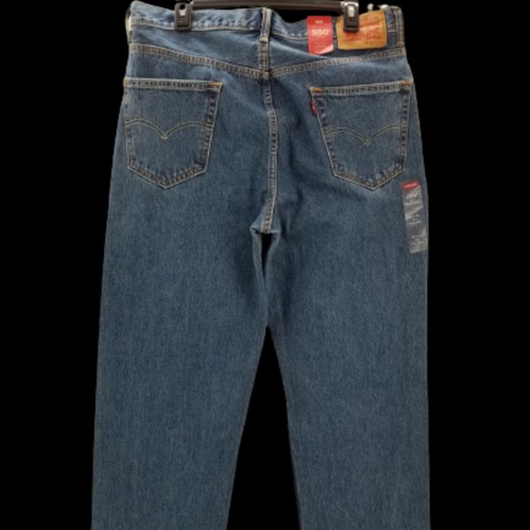 Levi's Blue Cotton 505 Relaxed Flat Front Straight Leg Jeans Mens  Size  36 x 34 - Picture 2 of 7